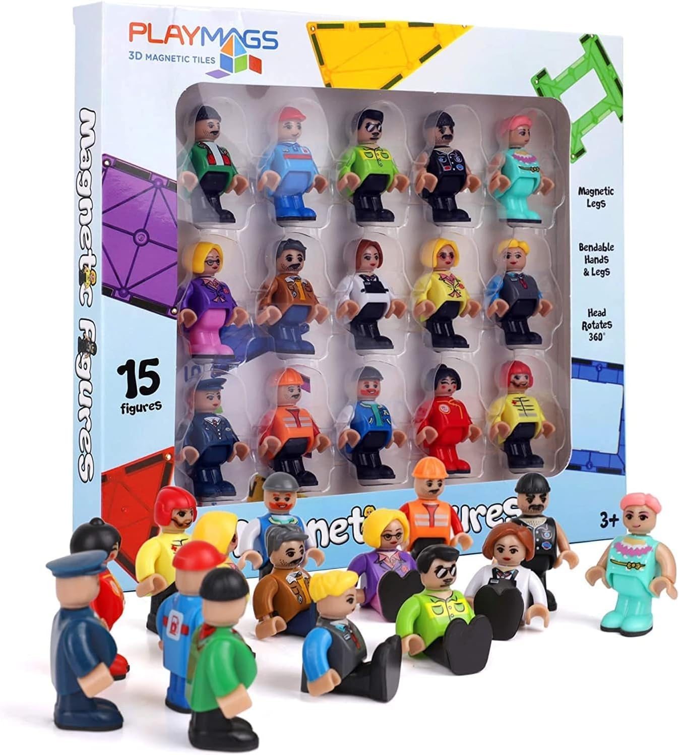 Magnetic Figures Community Set of 15 Pieces - Play People Perfect for Magnetic T