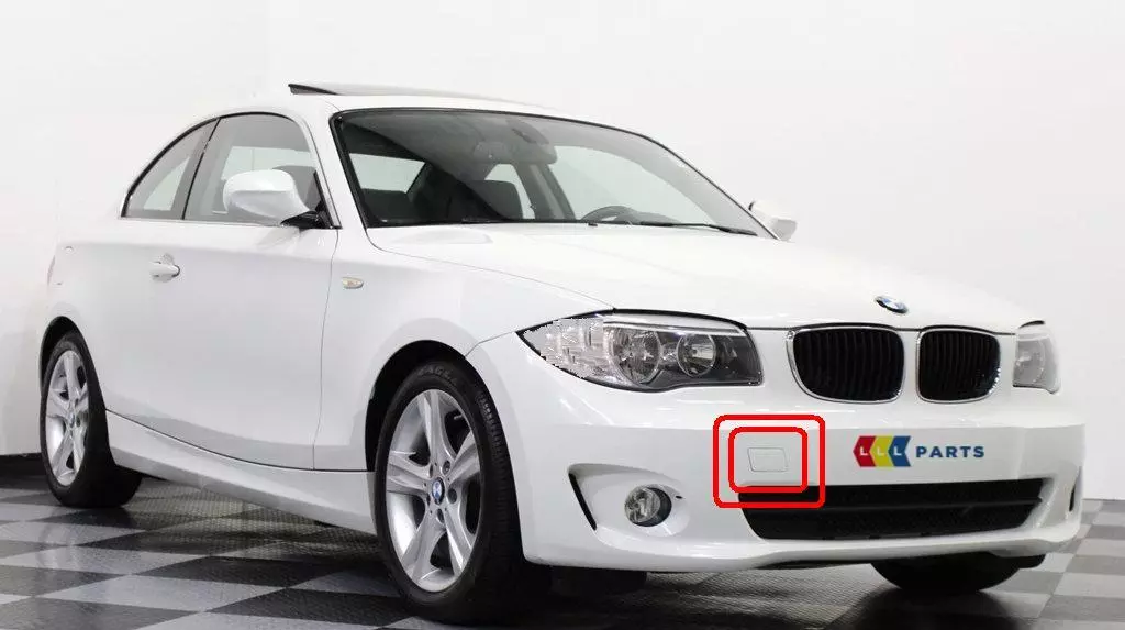 Bmw 1 series front bumper tow eye cover white deals