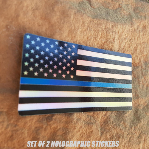 Missouri State Thin Blue Line Decals - 2-Pack American Flag Overlay Vinyl Stickers