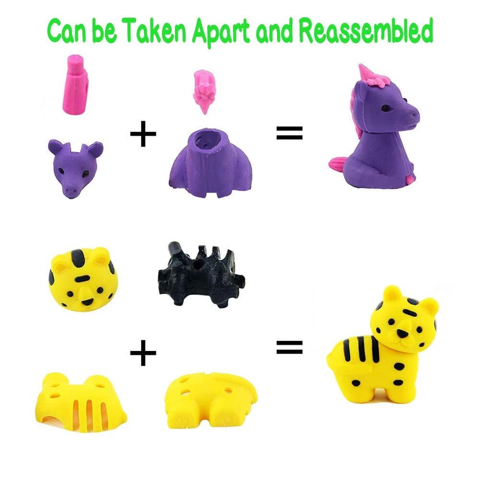 UMEELR 28 Packs Kids Valentines Party Favors Set with Animals Puzzle Erasers ... - Image 4 of 4