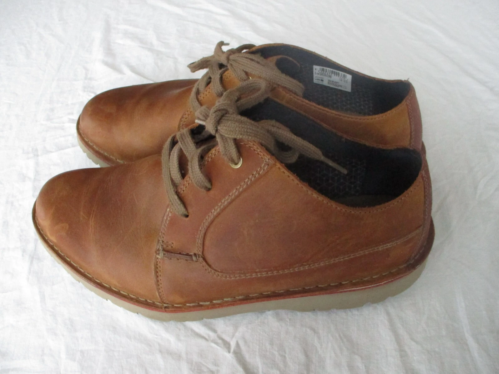 Scarpa elegante Clarks Vargo uomo US 13 pelle Oxford stringata marrone chiaro molto buona!