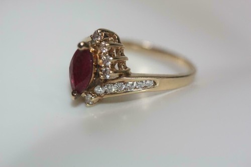 2.61 Ct Marquise Cut Simulated Red Ruby Bypass Band Ring 14k Yellow Gold Plated - Picture 7 of 8