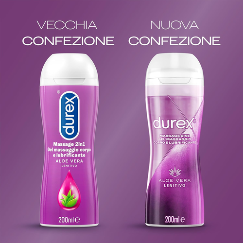 Durex Massage 2 in 1 Lubrificante Intimo E Gel a Base Acqua Con Aloe Vera, 200ml - Foto 2 di 5