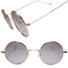 Old School 70s Hippie Lennon Mens Womens Gold Wire Frame Round Sunglasses