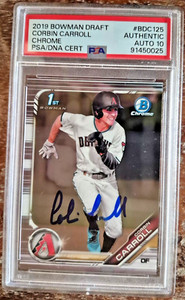 2019 Bowman Chrome 1st Corbin Carroll BDC-125 Signed Autographed PSA DNA 10 Auto