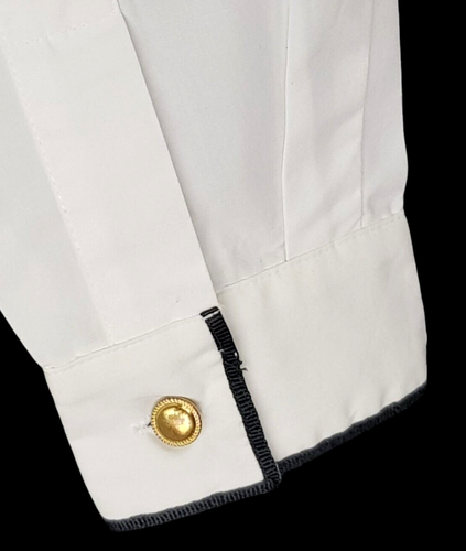 TALBOTS Womans White L/S EVENING SHIRT Black Trim - Size 4 - M - UK12 - RRP £75 - Picture 10 of 14