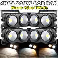 4x 200W COB LED Par Light DMX DJ Audience Blinder Light Warm Cool Nature White