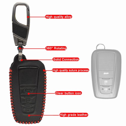 For Toyota Camry Corolla RAV4 3 Buttons Remote Key Fob Bag Leather Cover Case - Picture 8 of 9