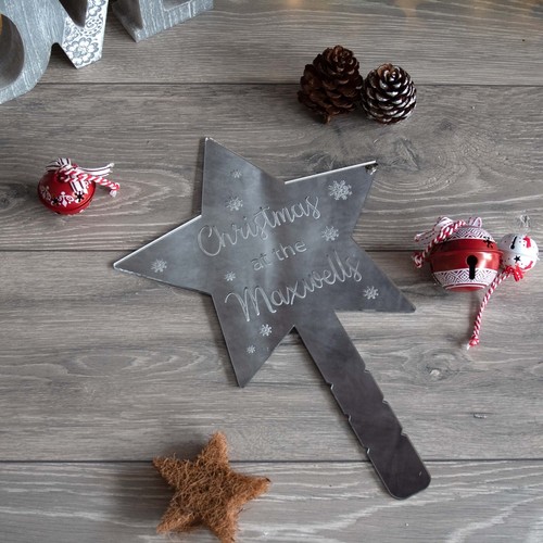 Personalised Christmas At The Acrylic Star Tree Topper - Picture 3 of 3