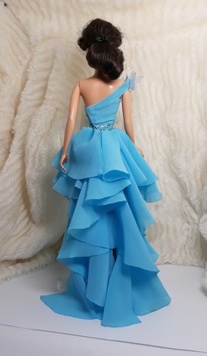 Evening Gown Dress Outfit Fits Silkstone Barbie FR Doll Handmade Butterfly Blue - Picture 7 of 8