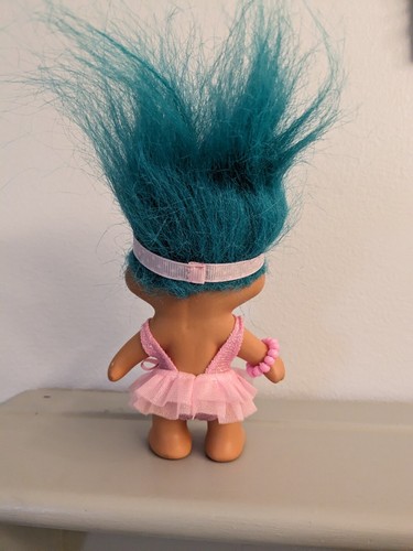 1991 TNT Troll Doll 5” Turquoise Hair Pink Ballerina Outfit Vintage - Picture 4 of 5