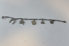 PALESTINE BBEZALEL ISRAEL STERLING SILVER BRACELET WITH 5 CHARMS free ship