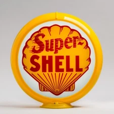 Super Shell Gas Pump Globe 13.5" in Yellow Plastic Body (G176)