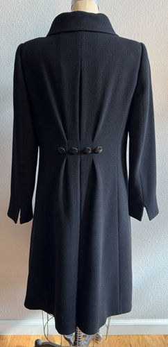 Vtg Armani Collezioni Black Italian Coat 100% Virgin Wool Sz 10 EUC Made Italy - Picture 6 of 8