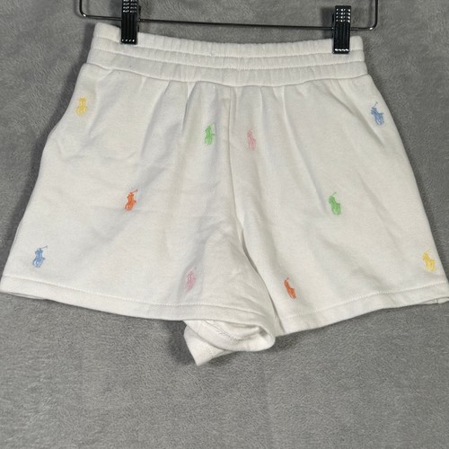 Ralph Lauren Shorts Girls Small 7 White Pony Embroidered Fleece Logo Pockets - Picture 3 of 5