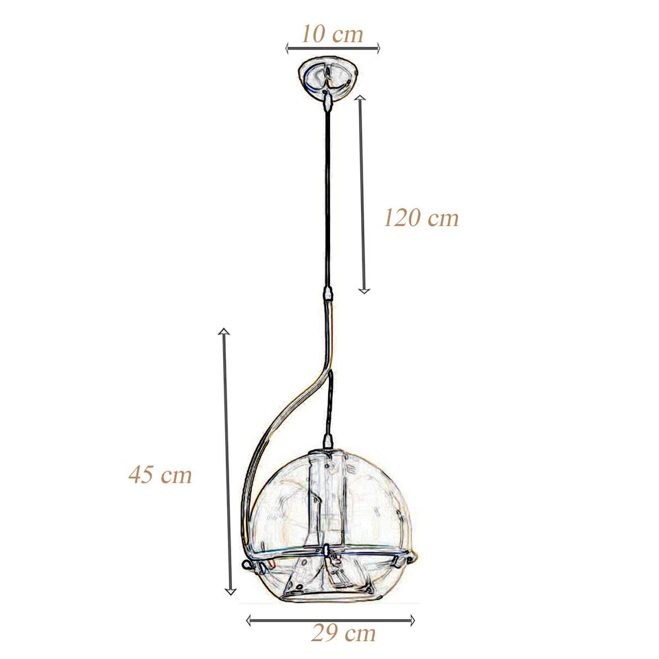 Lampadario sospensione decorativo in vetro lampada pendente da tavolo snack E27 - Immagine 2 di 2
