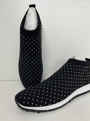 Jimmy Choo Norway Embellished Stretch-Knit Slip-On Sock Sneakers 38