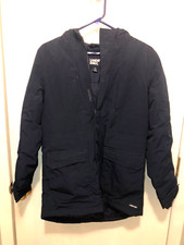 Lands End Youth SZ Large 14-16 Navy Blue Full Zip Hooded Insulated Nylon Jacket