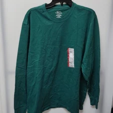 Member's Mark Men's Long Sleeve Premium Soft Cotton Crewneck Shirt Teal Green XL