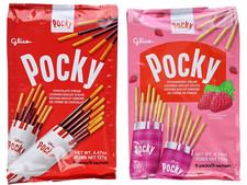 Glico Pocky Combo Paquete de dos 4,48 oz y 4,13 oz (chocolate y fresa) - Japón