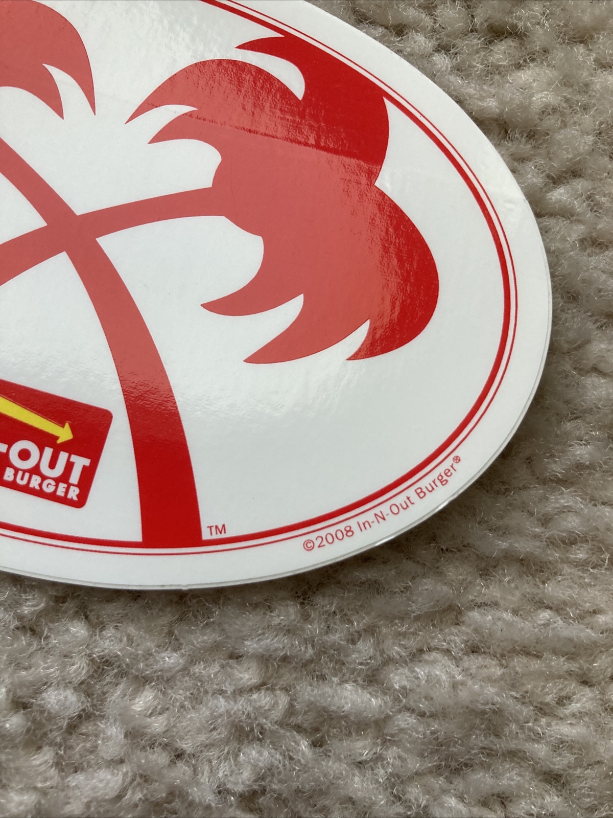 RARE 2008 InNOut Burger Bumper Sticker Decal Cross Palms California