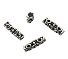 10 Hollow Tube Beads Silver 18x7mm Cylinder Column Tube Flower Steel 3mm Hole