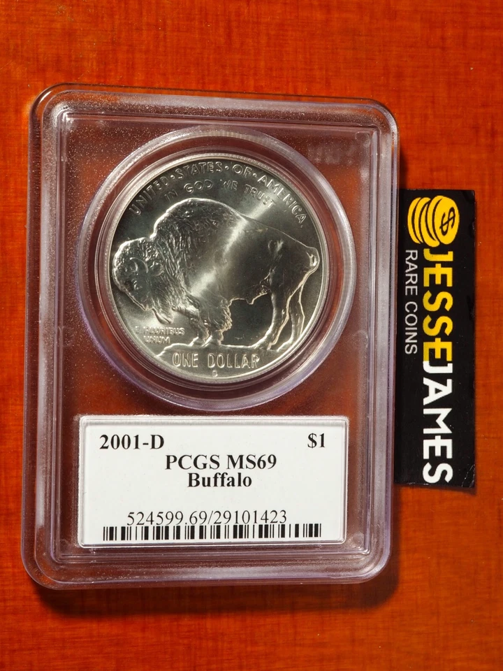 2001 D UNCIRCULATED SILVER BUFFALO COMMEMORATIVE DOLLAR PCGS MS69 EDMUND MOY SIG - Image 2 of 2