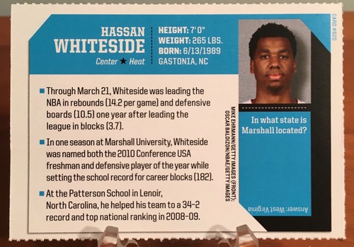 Hassan Whiteside 2017 Sports Illustrated SI for Kids Miami Heat Basketball Card - Picture 2 of 2