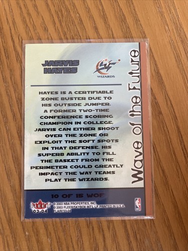 2003-04 Flair Wave of the Future #10 Jarvis Hayes Washington Wizards - Picture 2 of 2