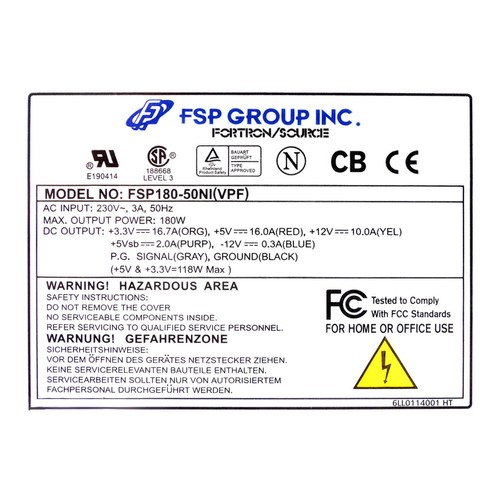Netzteil FSP FSP180-50NI(VPF) 180W ATX 20-PIN ATX12V MOLEX FDD - Bild 3 von 3