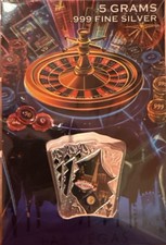 Las Vegas Aces Playing Cards 5 Gram .999 Silver Colorized Shaped Bullion