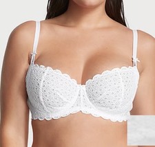 Victoria s Secret DREAM ANGELS Balconette Bra White Eyelet Lace 34DD NWT