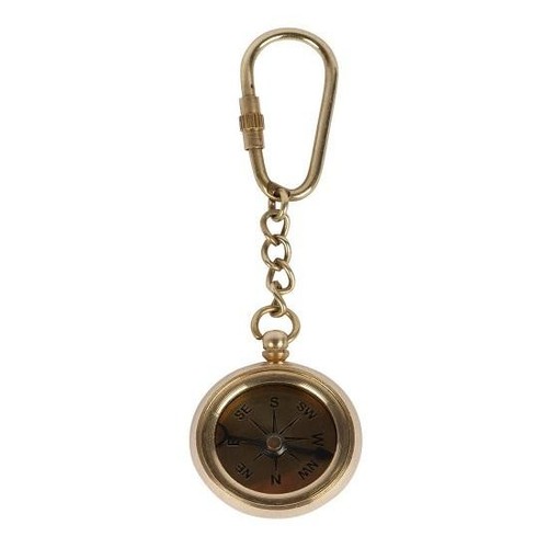 Nautical Antique Brass Vintage Solid Car Hook Keychain Ross London Compass Showp - 第 3/8 張圖片