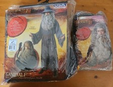 NEW LORD OF THE RINGS GANDALF HOBBIT ADULT ROBE HAT BELT WIG BEARD COSTUME E87