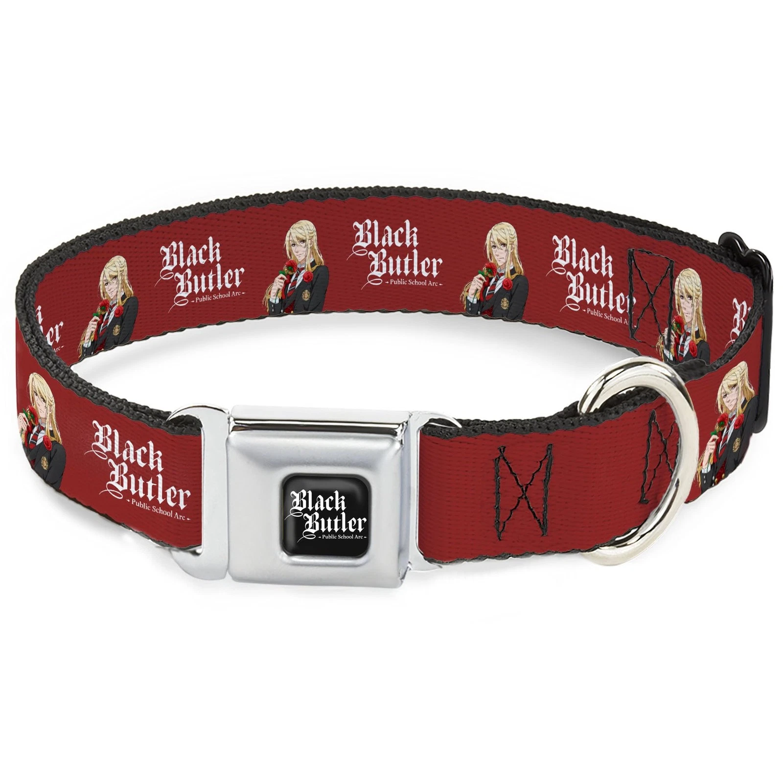 Crunchyroll Pet Collar, Dog Collar Metal Seatbelt Buckle, Black Butler Edgar Red