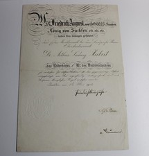 Urkunde Sachsen Verdienstorden Ritterkreuz 1. Klasse Oberstaatsanwalt