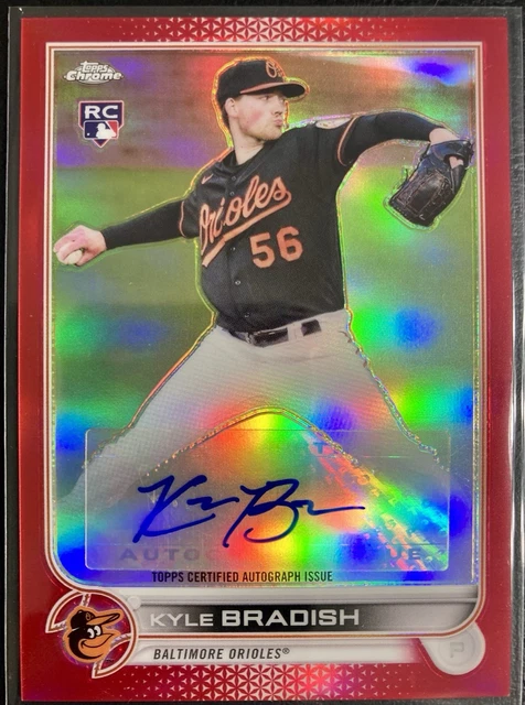 2022 Topps Chrome Update Red Refractor Auto 2/5 Kyle Bradish RC Orioles NM-M