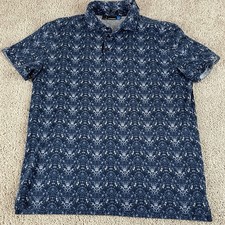 J. Lindeberg Shirt Size L Slim Blue Pattern AOP Performance Golf Polo F110