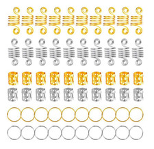 60 Pcs Assorted Style Metal Hair Accessories - Cuff Rings, Coil Beads, Dreadlock