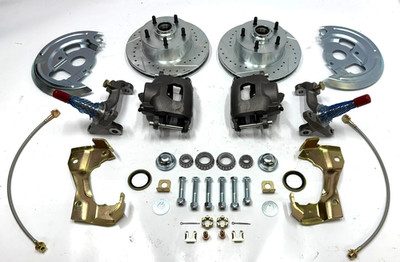 1962 - 1967 Chevy II Nova power front disc brake conversion drilled rotors Lines