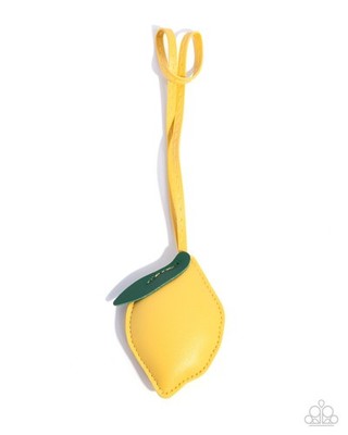 Paparazzi Low-Key Lemon - Yellow - Green & Yellow Leather - Loop Attachment - B