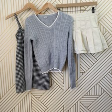 Brandy Melville J Galt Cotton Lot of sweater pleated skirt skort dress Gingham