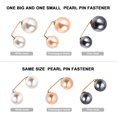 Faux Pearl Brooch Pins Set of 6 for Women Shawl Collar Skirt Buttons - Picture 11 of 12