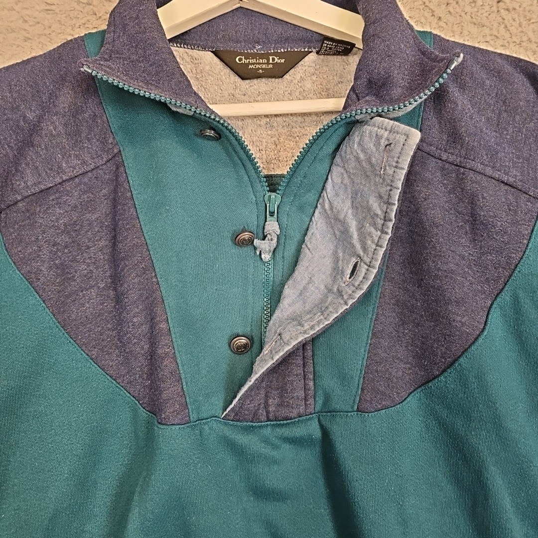 Vintage Christian Dior Monsieur 1/4 Button Zip Sweatshirt