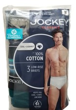 3 Jockey Classic Low-Rise Y-Front Briefs Assorted 100 Cotton Size 38 NEW