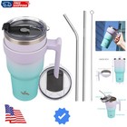 40 oz Tumbler with Handle and 2 Straw 2 Lid, Insulated Water Bottle Stainless...