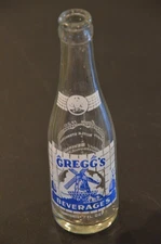 Vintage Gregg's Beverages Soda / Pop ACL Bottle 7oz