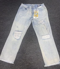 REWASH Brand Women’s Jeans Jersey Crop Distressed Light Denim Size 9 / 29 NWT