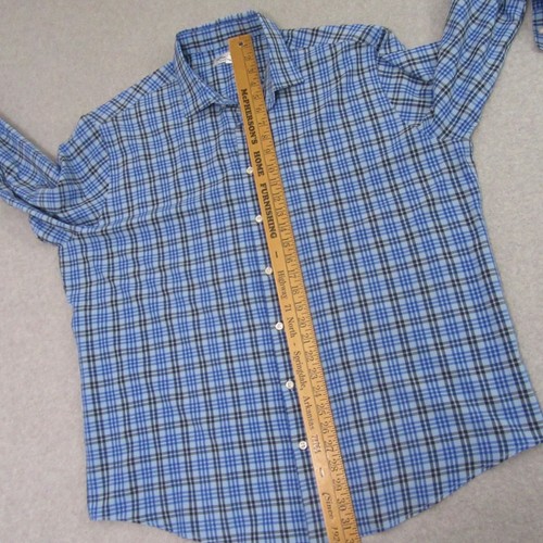 Peter Millar Button Up Shirt XL Blue Plaid Summer Comfort Long Sleeve Stretch - Picture 8 of 10
