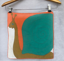 Vintage Handkerchief Snail Art Textile Panel